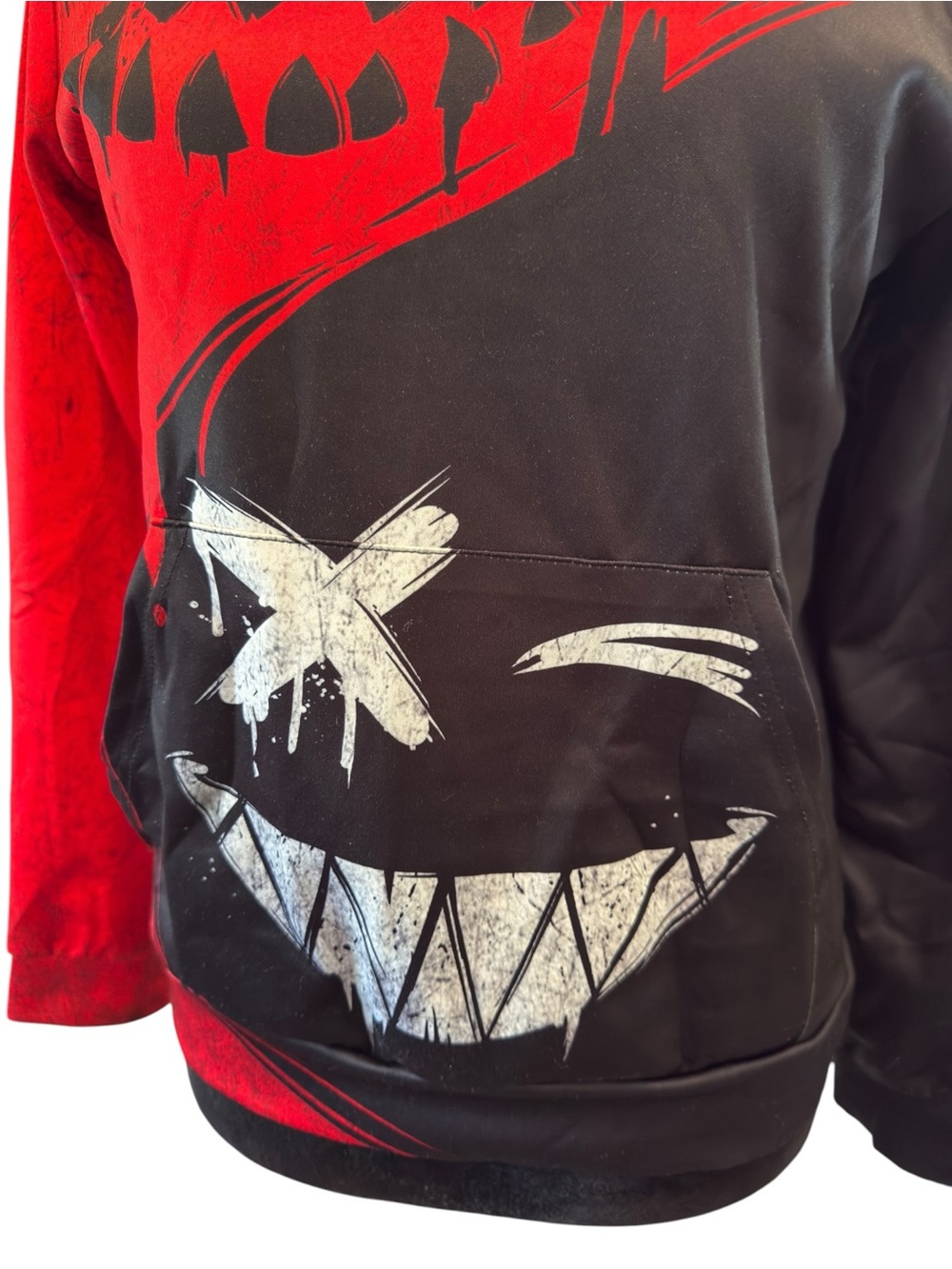 Youth Large Graphic Hoodie Large Black Red Grunge Streetwear Edgy Aesthetic - Picture 4 of 10